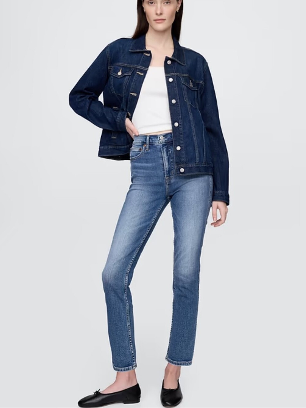 Gap Denim Vintage Slim High Rise Blue Jeans Medium Indigo Cotton Blend 30 10 R